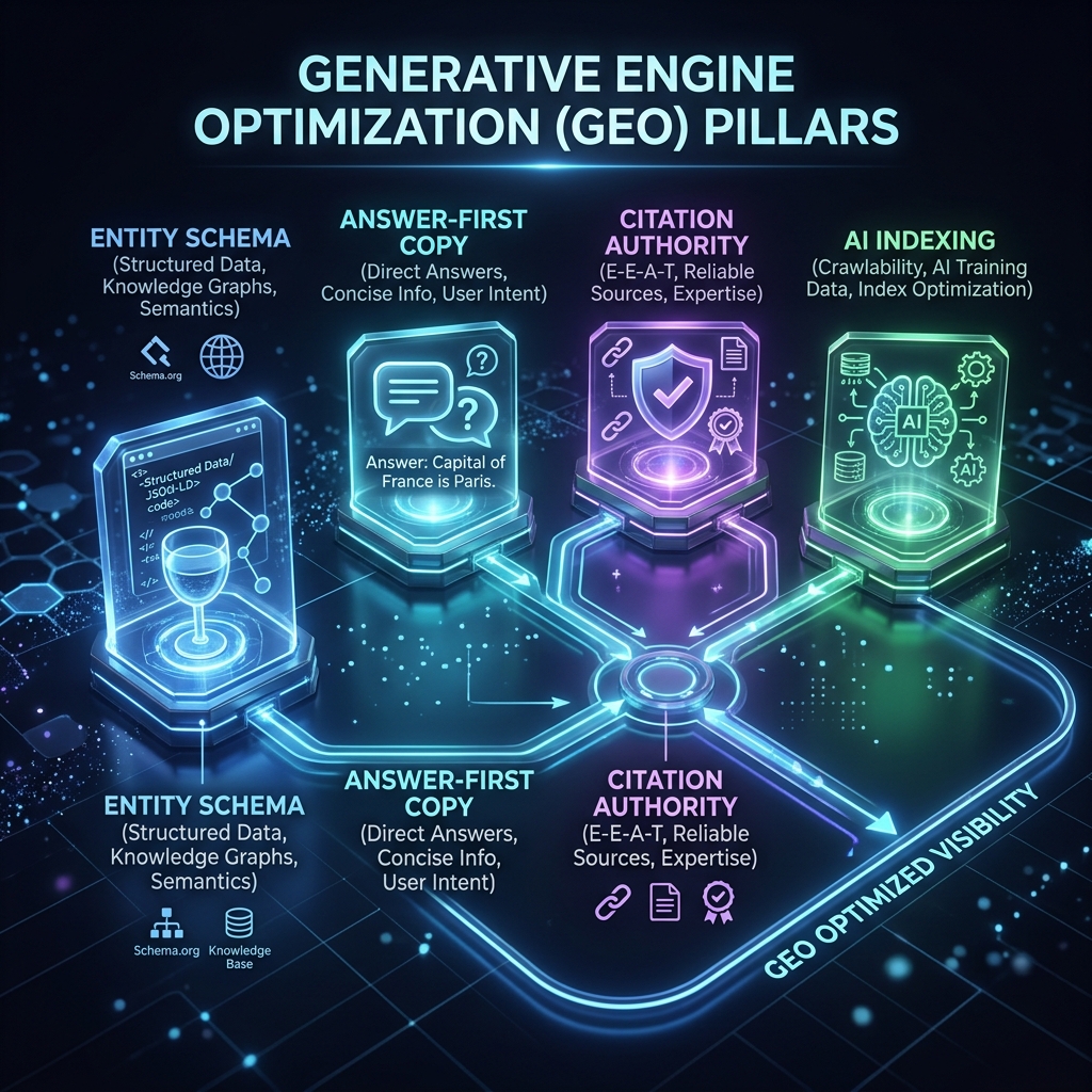 Generative Engine Optimization Core Framework Diagram