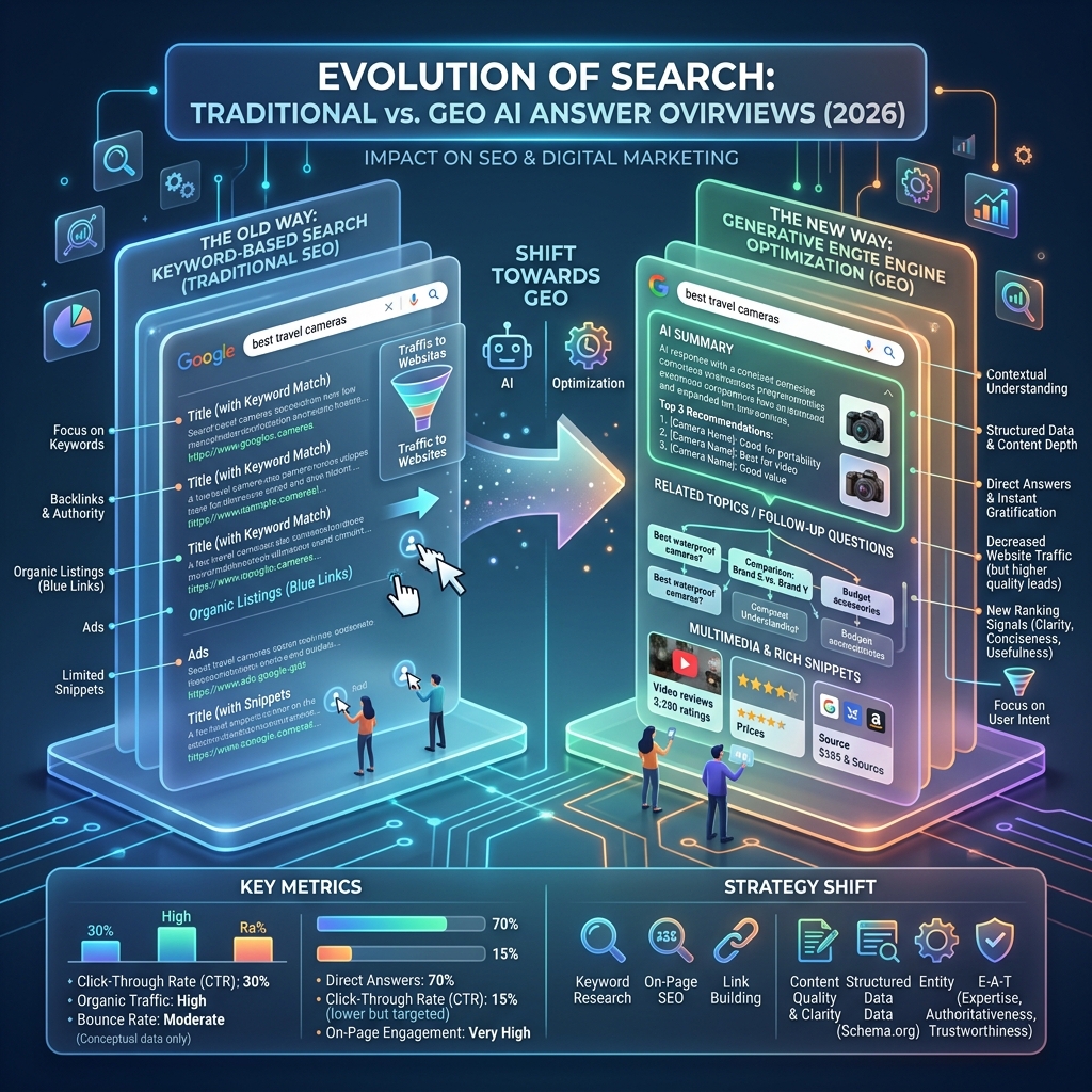Traditional SEO vs Generative Engine Optimization GEO Comparison