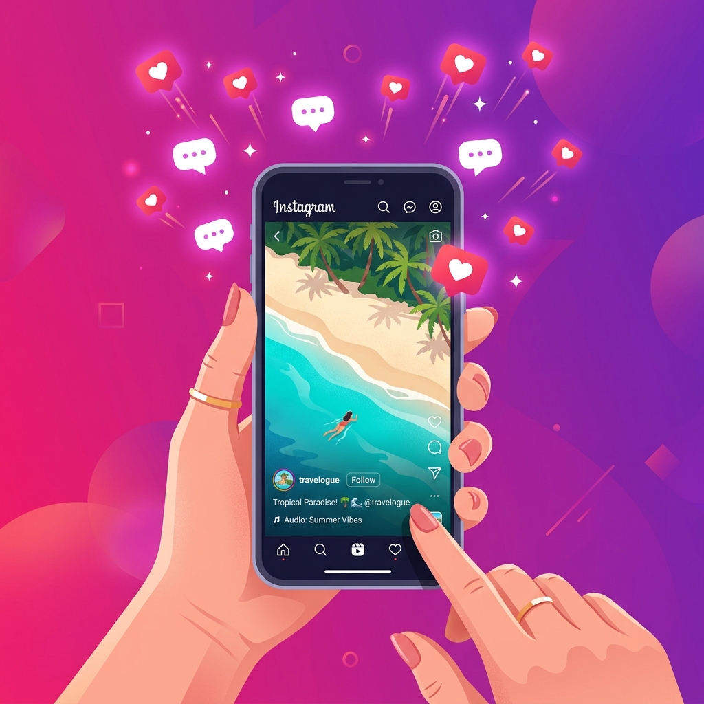 social media marketing tips shown on a phone screen with Instagram open